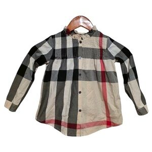 Burberry Kids Plaid Shirt in Red, Black, and Cream